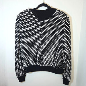 St. John Collection Black White Knit Cowl Turtleneck Sweater Old Money Luxury